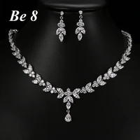 be8 brand new fashion sparkling cubic zirconium jewelry sets for women bridal white gold color earring necklace les nere s 015