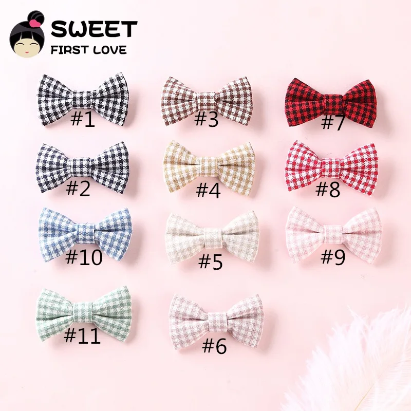 1 шт., клетчатые шпильки для девочек с бантом, милые заколки для волос для детей, DIY резинки для волос, аксессуары для волос
