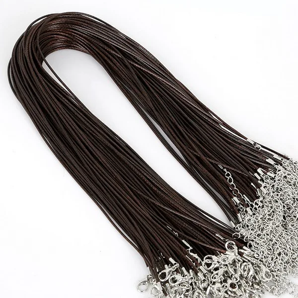 Dark Brown 10 шт 1,5 мм 2 мм хлопковый, вощеный нейлоновый вощеный шнур застежка-карабин Веревка DIY браслет ожерелье ювелирных изделий - Цвет: Dark Brown