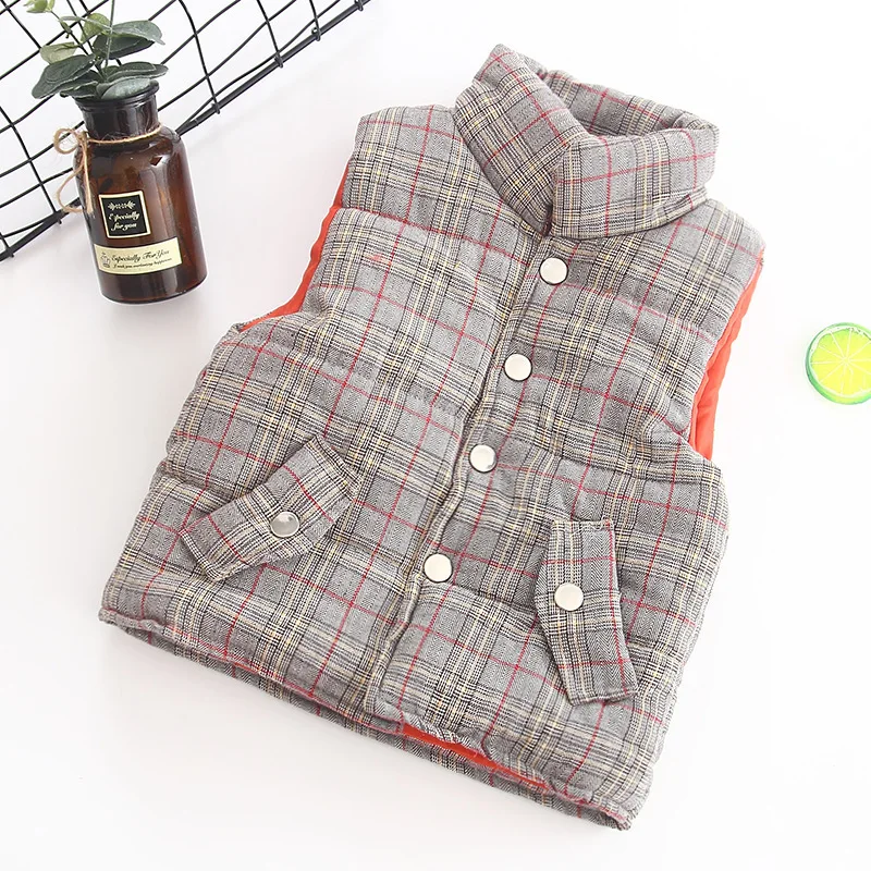 WOTTAGGA 2018 Детские хлопковые набивной жилет для девочек зимние теплые в сетку