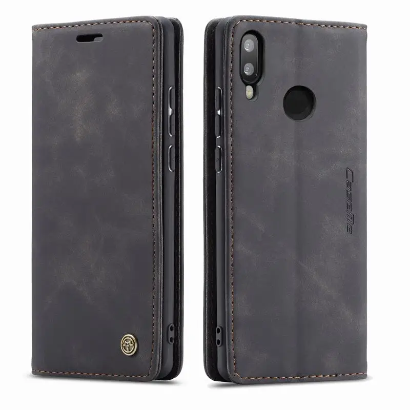 Для huawei P Smart чехол для Honor 10 Lite роскошный Магнитный Флип Ретро кошелек кожаный чехол для телефона для huawei Psmart Coque - Цвет: Black