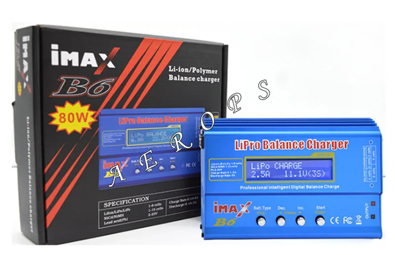 Aerops 80 Вт IMAX B6 RC Баланс Lipo Срок службы батареи зарядное устройство Nimh Nicd литиевая батарея EU/US/UK/AU разъем