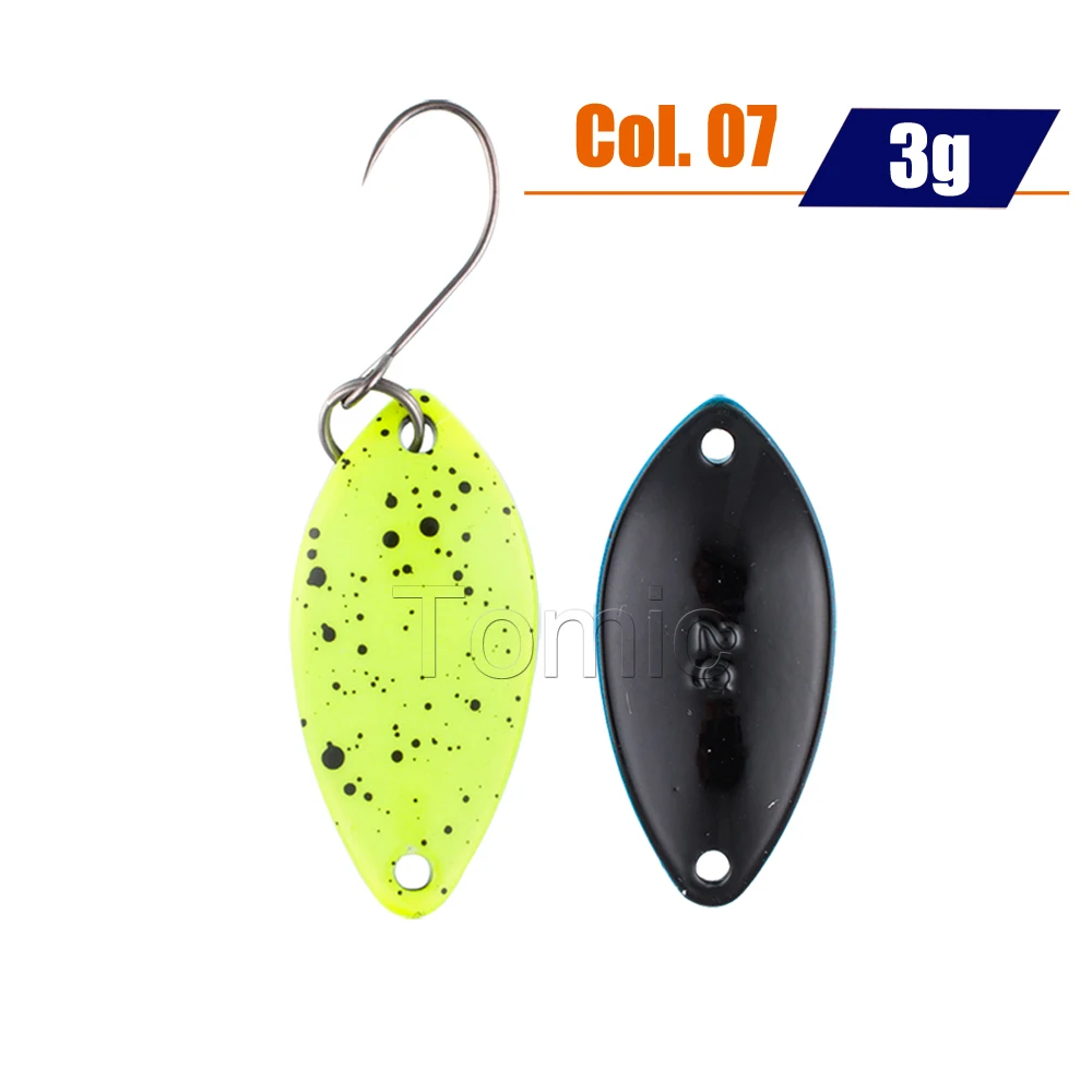 3g Yellow Tomic рыболовные ложки 2 г 3 г форель область приманки латунь микро pesca глянцевые цвета металлическая приманка Спиннер приманка - Цвет: 3g Yellow