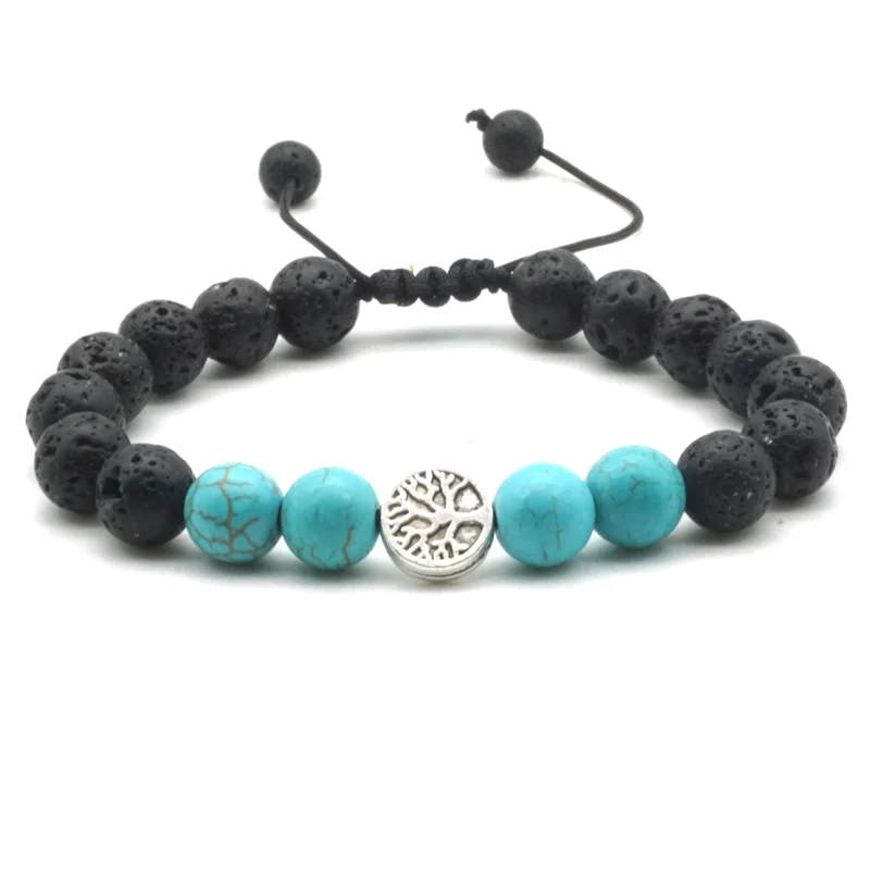 Плетение Древо жизни натуральный камень Бусины рейки 8 мм Лава 7 Чакр