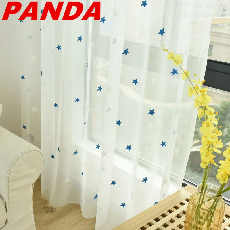 Средиземноморские синие вышитые занавески со звездами для гостиной детская