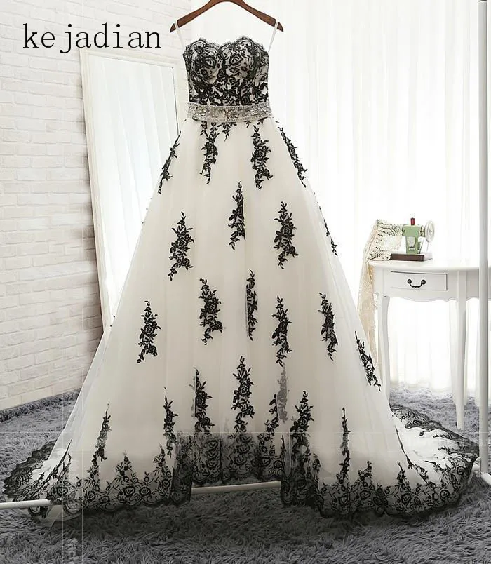 Халат De Mariage элегантные белые и черные свадебные платья красивое апплике тюлевые Свадебные платья на заказ