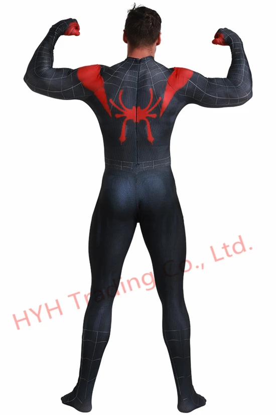 В году, костюм Человека-паука для взрослого с 3D принтом "Black Miles Morales" маскарадный костюм супергероя "Zentai" "Человек-паук"
