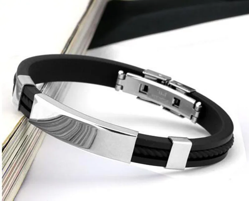 WSB038 силиконовый браслет из нержавеющей стали кожаный резиновый женский мужской