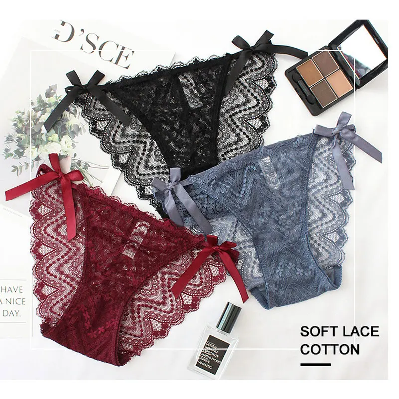 2019 New Fashion Sex Women Lace Transparent Panties Sexy Hollow Out Briefs Underwear Female Lingerie Cotton Crotch Underpant |