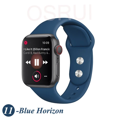 11- Blue Horizon Спортивный силиконовый ремешок для apple watch band 4 44 мм 40 мм iwatch band 42 мм 38 мм ремень для браслета apple watch series 5 4 3 2 аксессуары - Цвет ремешка: 11- Blue Horizon