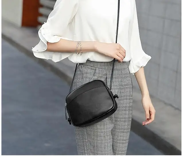 Bolsa feminina, 5 цветов, женские сумки из натуральной кожи, сумки через плечо для женщин, маленькая сумка через плечо, bolsos mujer de marca famosa - Цвет: Черный