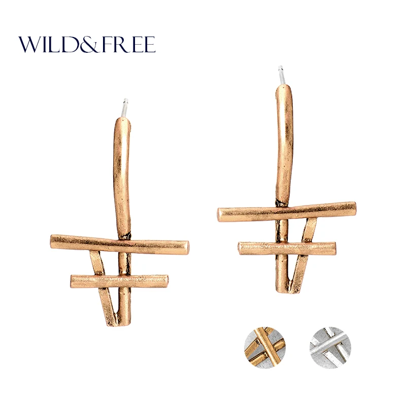 Женские Геометрические выдалбливают серьги гвоздики в ретро стиле из цинкового