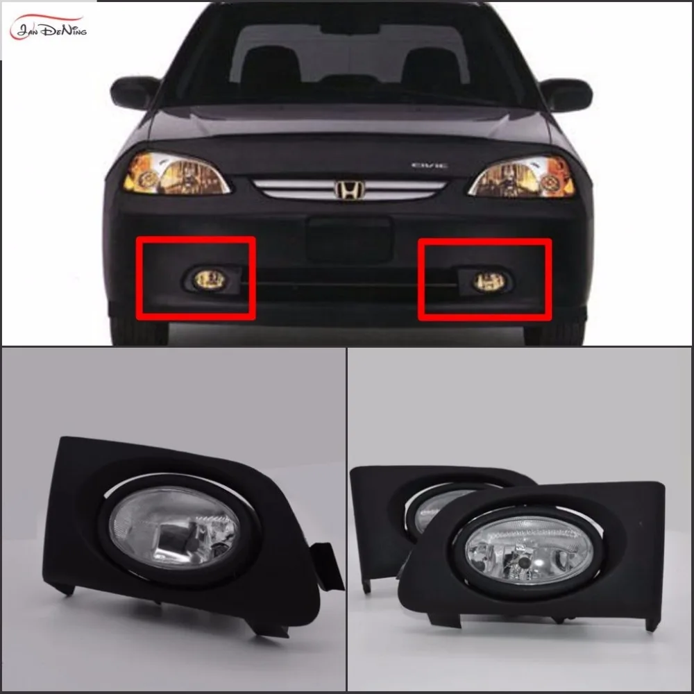 JanDeNing Автомобильные противотуманные фары для Honda Civic 2/4DR 2001 ~ 2003 прозрачная