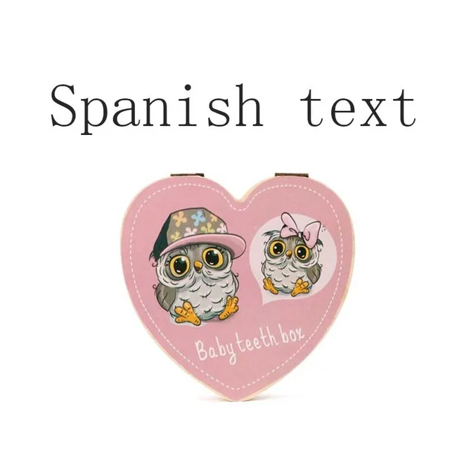 spanish text B Деревянный ящик для зубов португальский/английский/испанский/французский/Итальянский детский ящик для зубов деревянный органайзер для молочных зубов Сувенирный чехол для хранения - Цвет: spanish text B
