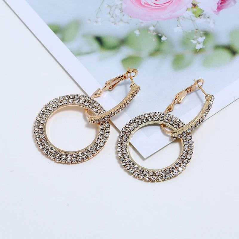 L & H модные серьги в богемном стиле с двойным круговым кольцом массивные со