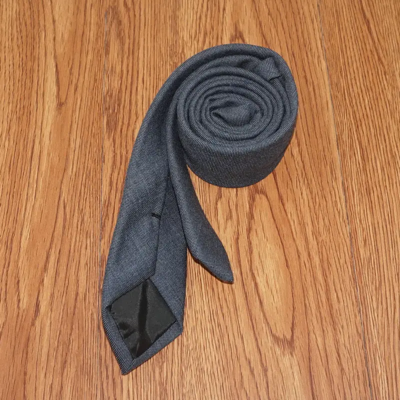 Мужской галстук из 100% шерсти черный серый синий деловой маленький с подарочной