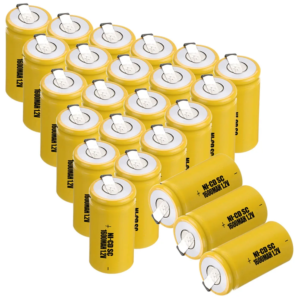 24 шт аккумулятор SC 1 2 V батареи для электроинструментов 1600 mah nicd 4 25 cm * цвет