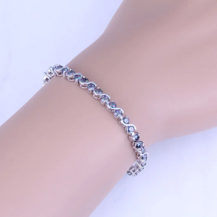 Женский изысканный браслет-цепочка и звеньевой браслет Цвет мистик серебристый