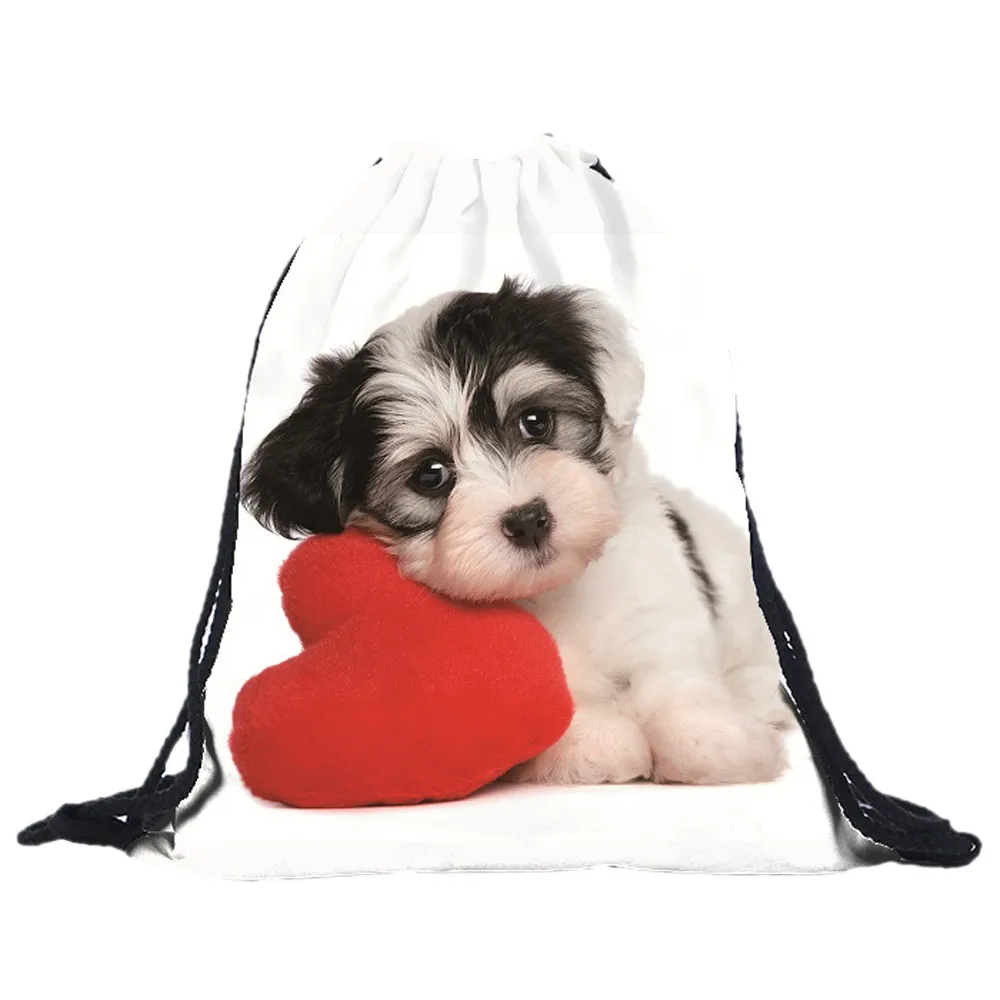 

Woman Man Bag Unisex Dog Backpacks 3D Printing Drawstring bolso mochila mujer mochilas femininas estilosas sac a dos femme