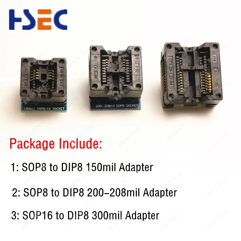 Переходник sop8 sop16-dip8 3 шт. разъем IC для CH341A EZP2010/2013/2019 RT809H/RT809F minipro TL866CS/A TL866II Plus