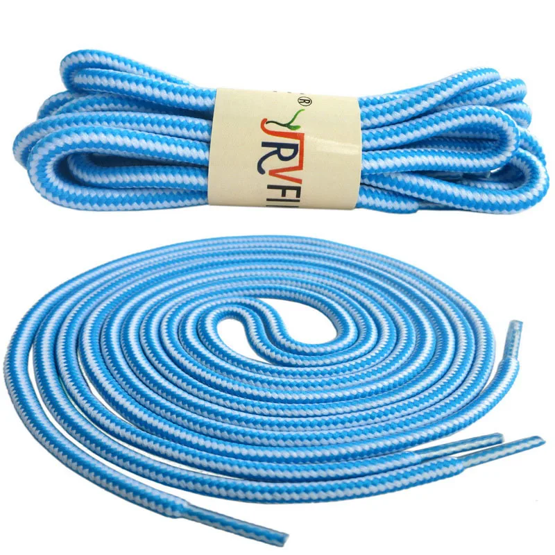 03 White Blue ; 1 пара круглых полосатых кроссовок; шнурки для походов; шнурки для работы; кожаные ботинки; шнурки; Диаметр 0,4 см - Цвет: 03 White Blue