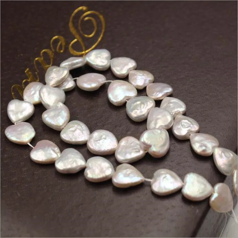Promotion 12MM 10Pcs Flat Heart Baroque AA Natural Freshwater Pearl Strand Bead Earring Charms Jewelry Loose Beads
