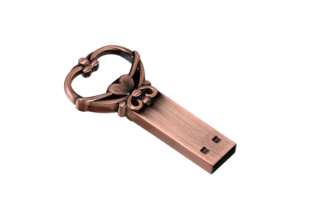 JASTER USB 2,0, медный ключ в форме сердца, usb флеш-накопитель, 4 ГБ, 64 ГБ, 16 ГБ, 32 ГБ, металлические ключи, карта памяти, свадебный подарок