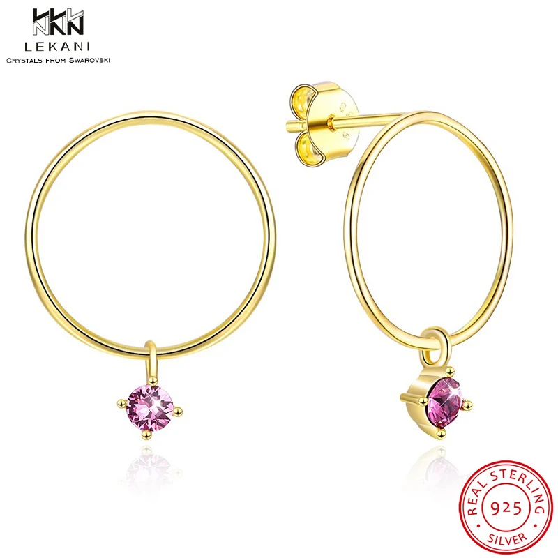 LEKANI кристаллы от Swarovski серьги капельки 925 пробы круглые простые легкие Роскошные