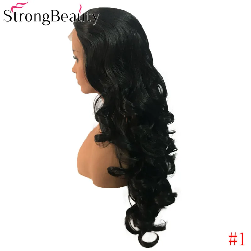 StrongBeauty синтетический парик с длинными кудрявыми волосами, натуральные парики, черный/коричневый/клубника/блонд, термостойкие волокна, Косплей парики