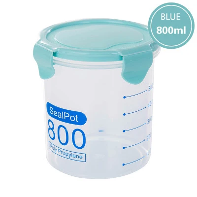 BLUE 800ml Boxi 3Psc/набор диспенсер для зерновых прозрачных пластиковых банок и крышек, Герметичная канистра, кухонная сортировочная коробка для хранения продуктов, контейнер - Цвет: BLUE 800ml