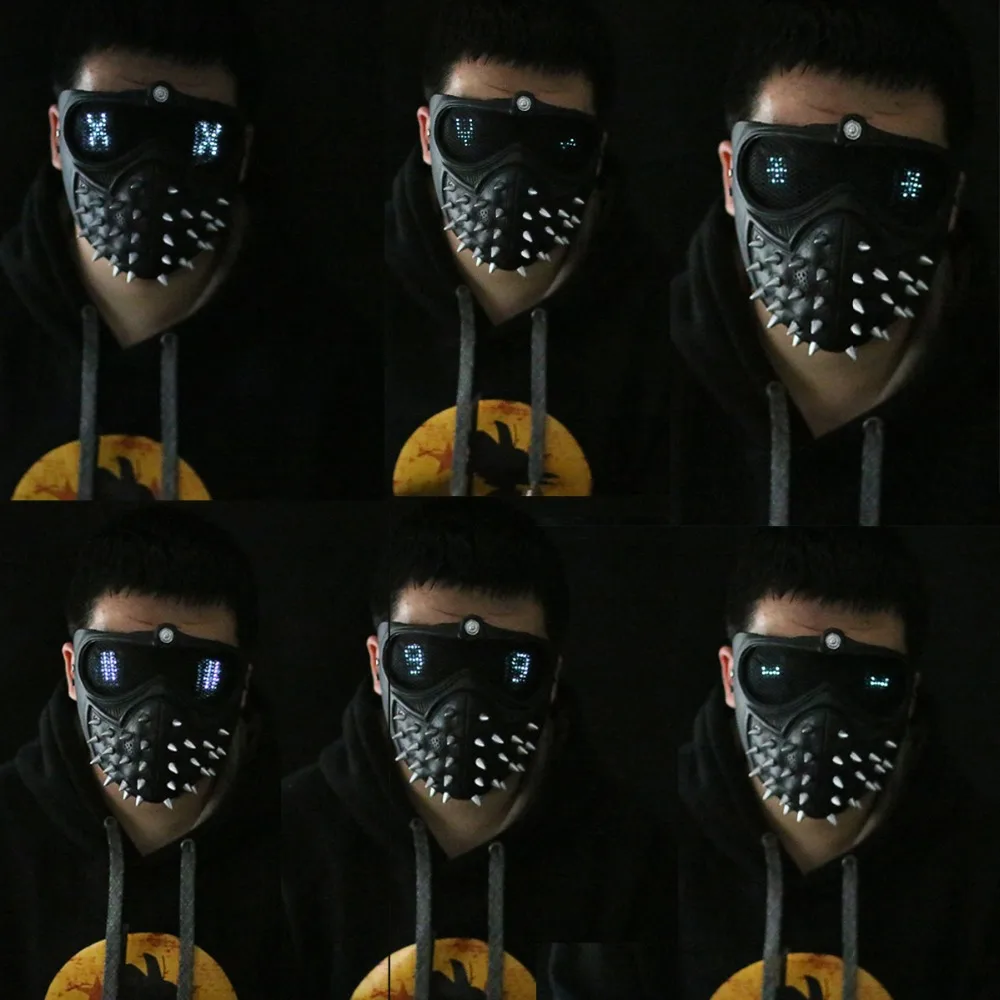 Watch Dogs 2 Маска Маркус светодиодный светильник маска заклепки Косплей с маской для лица маска ручной работы