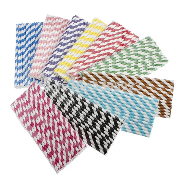 Новинка 25 шт./лот цветная полосатая бумага питьевая солома креативные соломенные