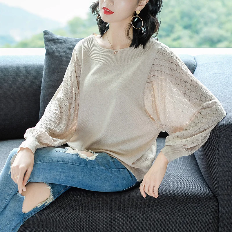 YISU Women Sweater 2019 spring Round neck Female Jumper thin Bat sleeve Knitted Loose Pullover | Женская одежда