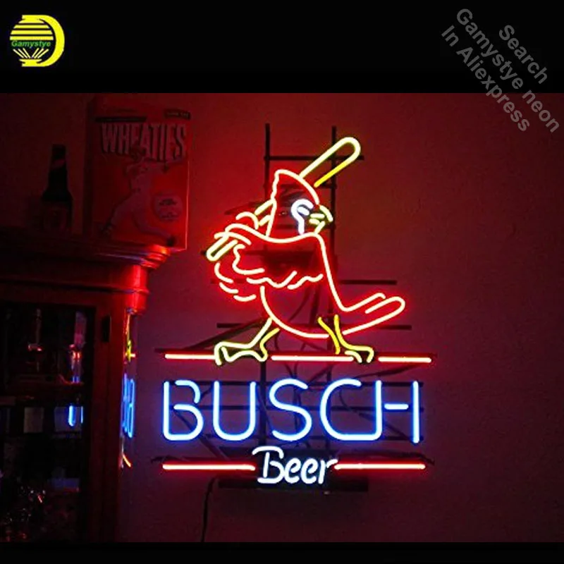 Busch Пивной неоновый светильник Настоящая стеклянная трубсветильник свет для