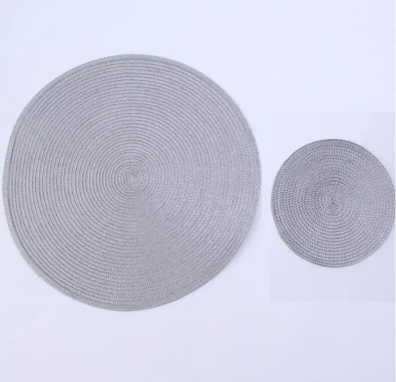 light grey 15 дюймов, 38 см, горячая распродажа, современные коврики для стола, круглые, полипропиленовые, для обеденного стола, коврики для круглого стола, простые, стильные, столовая салфетка - Цвет: light grey