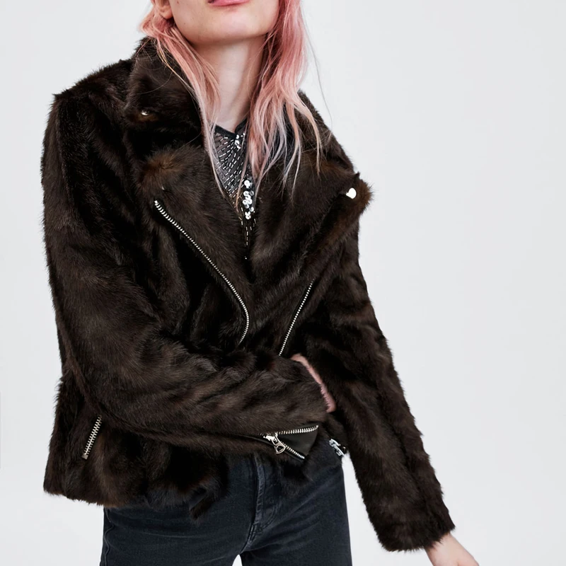 CP отложной воротник из искусственного лисьего меха пальто женские Модные