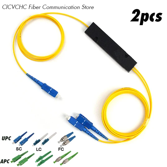 2 шт PLC сплиттер 1x2 Мини модули SC FC или LC Connector 0.5m свободные трубки/Оптическое
