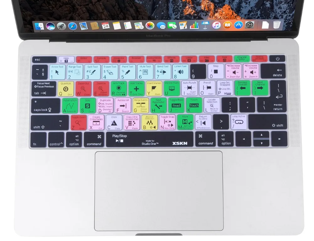 XSKN для PreSonus Studio One Hotkey Клавиатура Обложка кожа для нового Macbook 13 дюймов A1708(плоский ключ, без сенсорной панели) и для 1" A1534