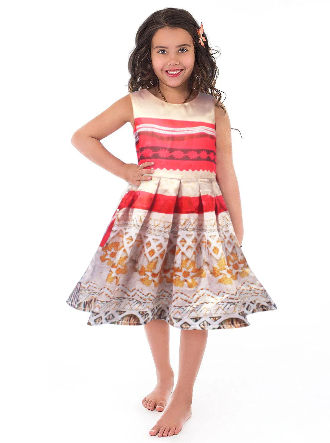 Летнее платье для девочек Moana с ожерельем детская одежда приключений детский