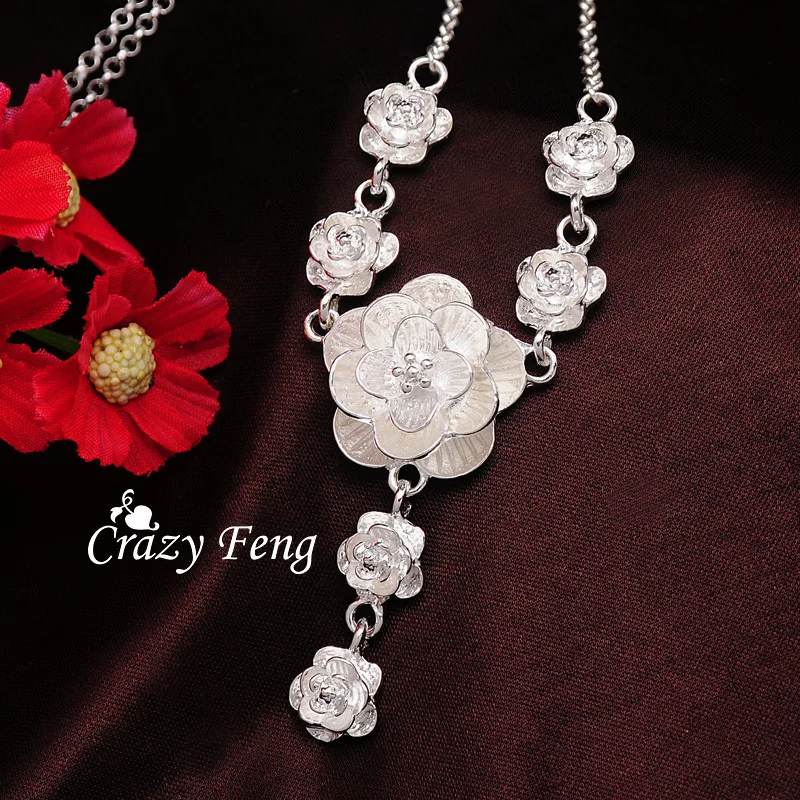 Женская цепочка с подвеской в виде цветка серебристого цвета|jewelry pendant|gifts freechain