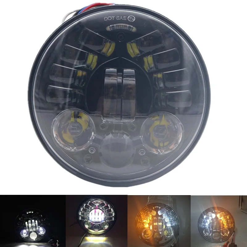 65W Turn Signal Фара мотоцикла 5 3/4 5,75 дюймов проектор фары Дневные ходовые огни для Yamaha, для кафе, для гоночного Подставка-поплавок для go для Honda мотоциклы 40 Вт 45 Вт 80 Вт - Цвет: 65W Turn Signal