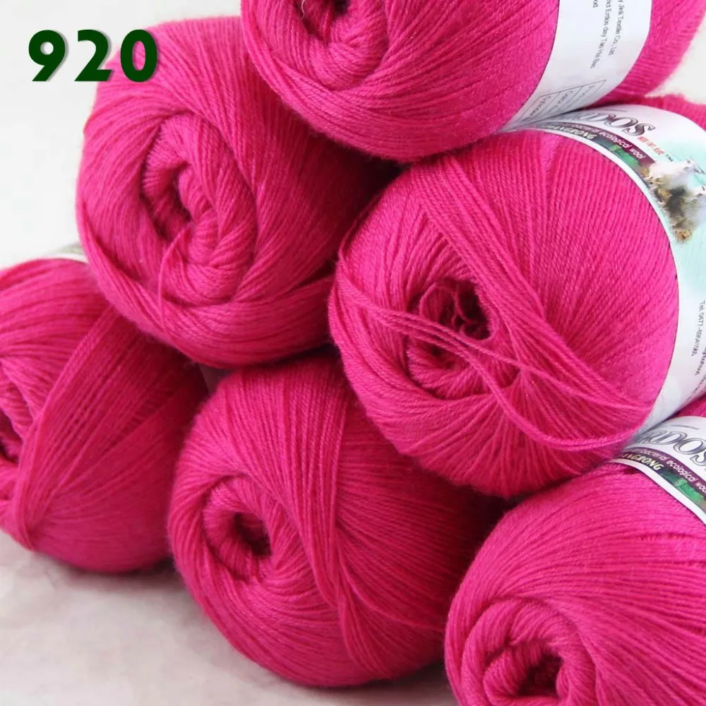

Лот 6 Skeins кружева мягкой шерсти кашемир пряжа ягодный розовый 920