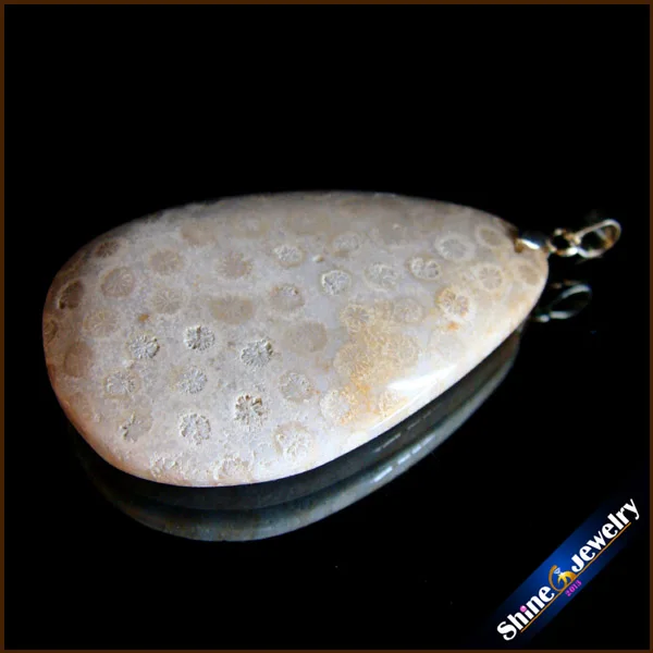 Women Bijoux Jewelry Natural Cabochon Coral Fossil Stone Chrysanthemum Pendant Beads Fit Necklace Gift Leather Choker CS021 | Украшения и