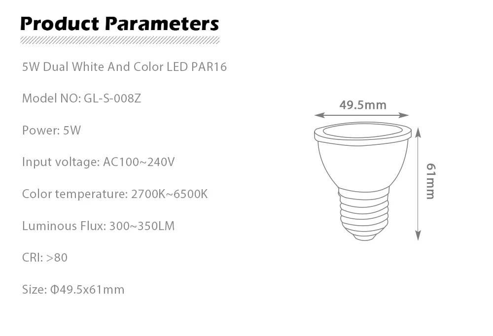 GLEDOPTO ZIGBEE ZLL двойной белый и цветной 5 Вт PAR16 прожектор 2700-6500 к RGBCCT AC100-240V совместим с amazon alexa APPcontrol