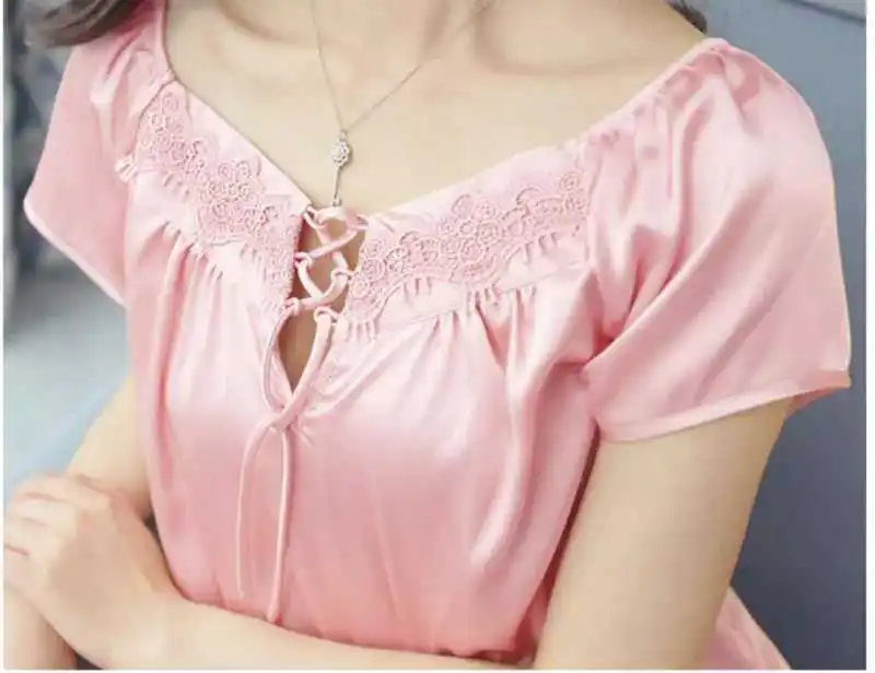 100% шелковое платье-Пижама женская летняя сексуальная Корейская версия с