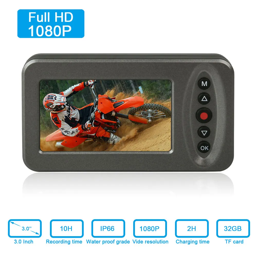Дюймов 3 дюймов Moto rcycle видео регистраторы Full HD 1080p rbike петля запись водостойкие