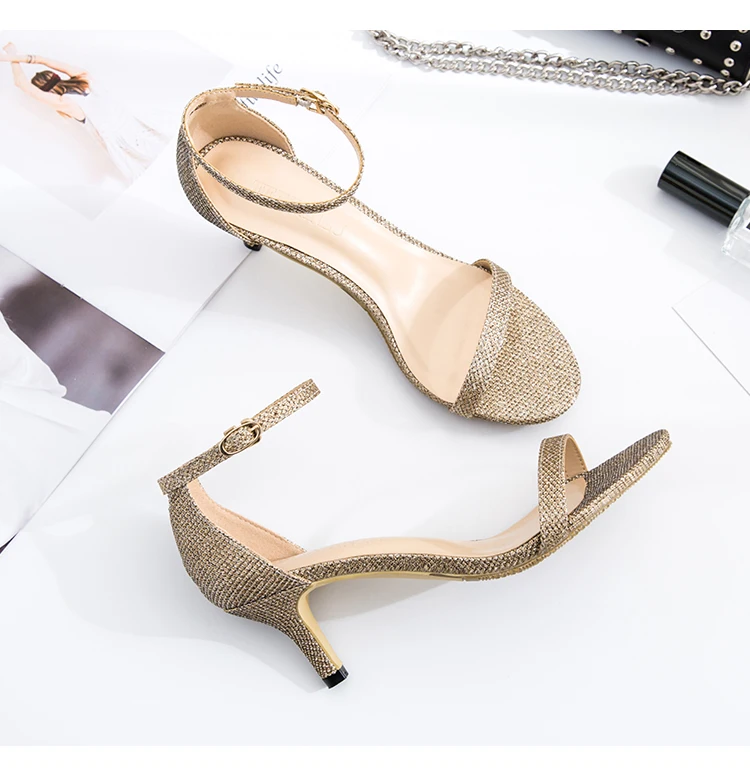 Летние туфли; женские босоножки; босоножки на среднем каблуке 5 см с ремешком на щиколотке; женские Вечерние туфли на тонком каблуке-столбике; черные босоножки; модель года; Fletiter