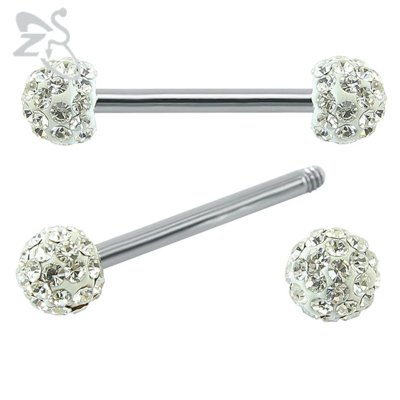 

1pcs Double Crystal Ball Tongue Ring Stainless Steel Barbell Tongue Piercing Stud Plug Jewelry Women Men Body Piercing Jewelry