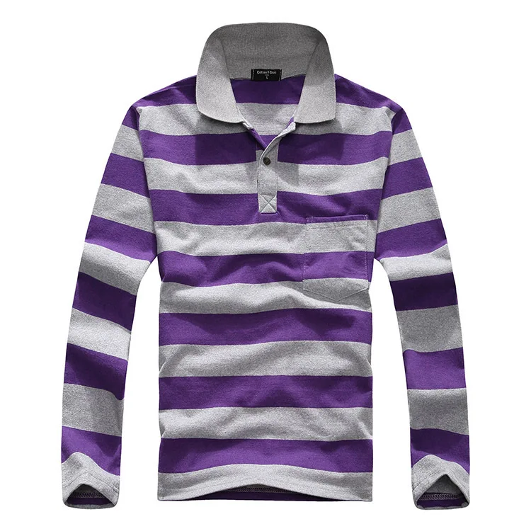 2015 New Arrival fashion Anti-pilling Cotton Full Casual Striped Loose Contrast Color Autumn And Winter Polo Men Shirts | Мужская одежда