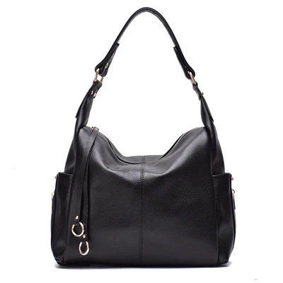 black Из натуральной кожи Crossbody сумки для женщин плеча Сумка женские роскошные Сумки модельер Большой Tote кошелек - Цвет: black